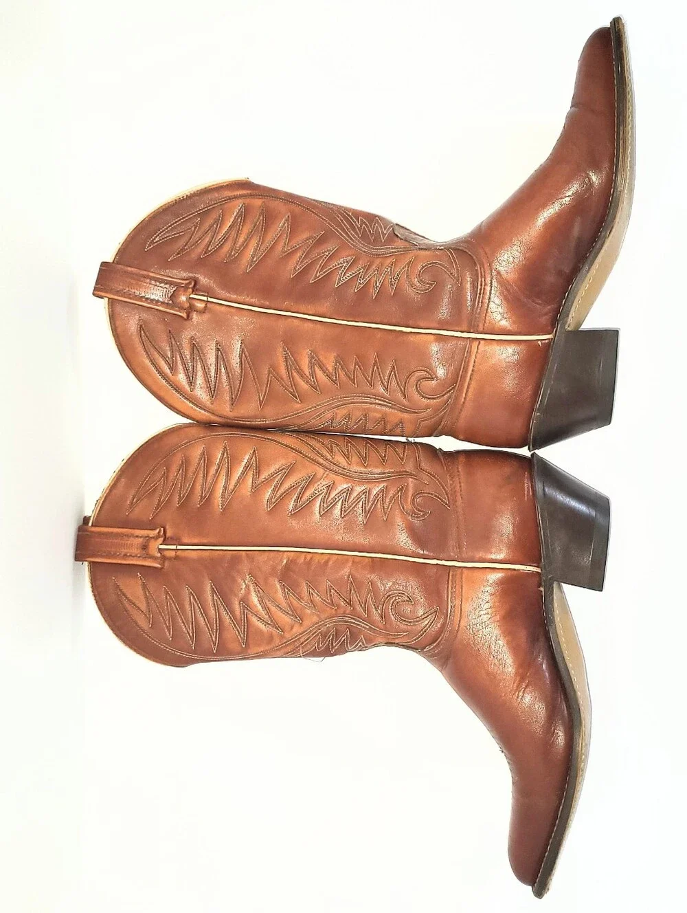 Vintage acme Cowboy Boots 1970's Genuine Leather Western Flame 7 C - Picture 14 of 16
